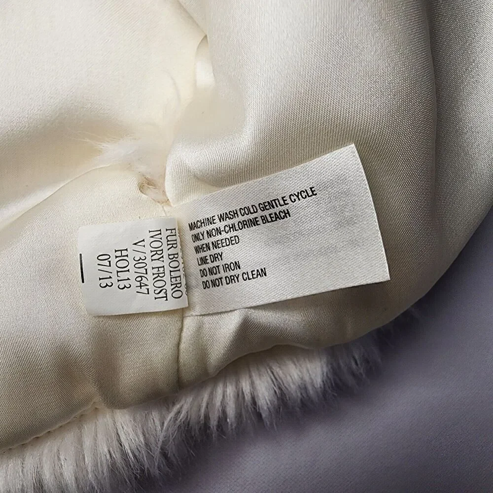 Baby Gap Ivory Frost Faux Fur Bolero Small Medium S/M